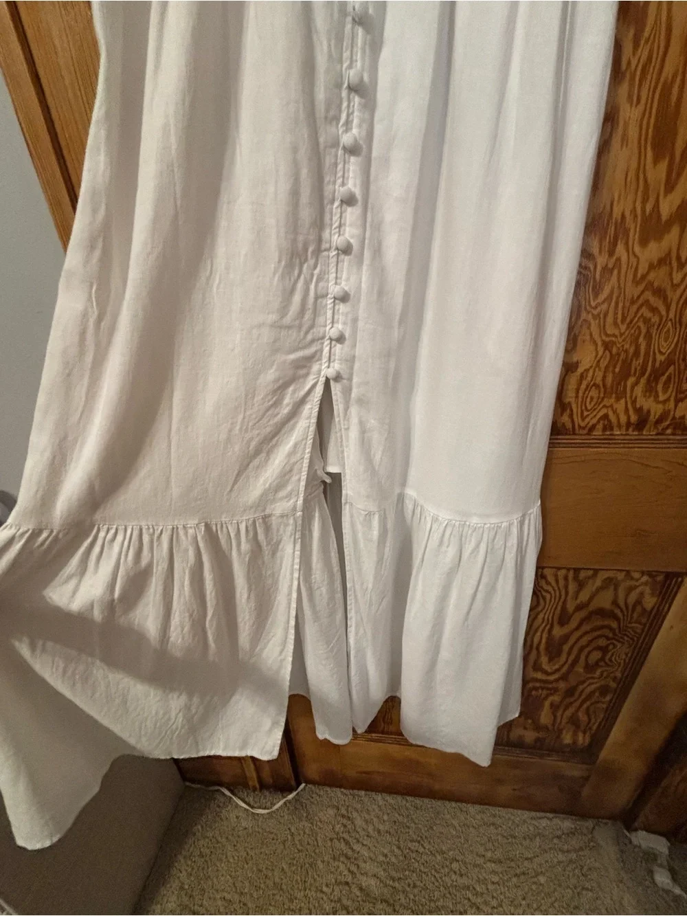 Abercrombie & Fitch White Button-Front V-Neck Maxi Dress